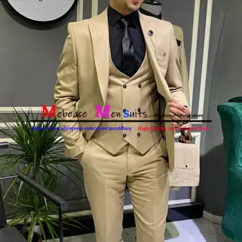 Костюм Homme Mariage, винтажные костюмы для мужчин, приталенный мужской костюм, официальный Женский комплект из 3 предметов (пиджак + жилет + брюки), блейзер