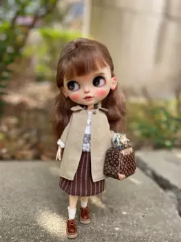 Костюм из четырех предметов Blythe, одежда в литературном стиле, тренчкот и юбка, 1/6, 30 см, BJD, аниме девушка (подходит для Pullip,Ob24, Licca)