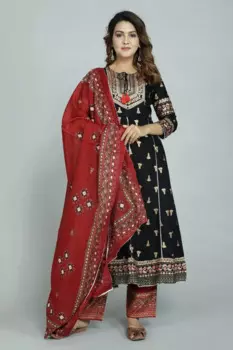 Костюм из вискозы и вискозы Anarkali Kurti, этнический костюм с брюками