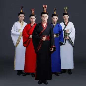 Костюм мужской и женский атласный с длинным рукавом, традиционная китайская танцевальная одежда для мальчиков, династии Цин