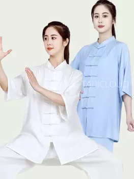 Костюм Tai Chi для женщин, из хлопка и льна, тонкий, высококлассный для практики боевых искусств, летний