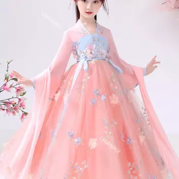 Костюмы Hanfu для девочек в китайском стиле, новые детские весенние супер сказочные весенние костюмы Тан