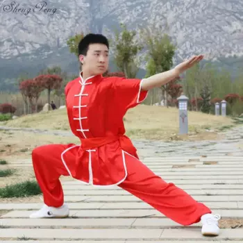 Костюмы китайского кунг-фу, одежда Wu Shu, Женский Традиционный китайский костюм с коротким рукавом, мужское платье кунг-фу