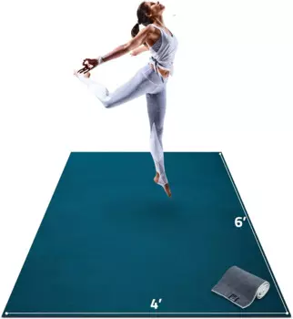 Коврик для йоги Gorilla Mats Premium, большой коврик для йоги, 6x4x8 мм, очень толстый, ультраудобный, нетоксичный, нескользящий, для упражнений без ног