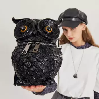 Кожаная 3D сумка-мешок с имитацией совы, дизайнерская сумка на плечо в виде животного, женская модная черная кросс-боди Сумка-тоут