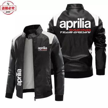 Кожаная куртка контрастного цвета Aprilia мотоциклетный логотип ретро стираная куртка из искусственной кожи ветрозащитная осенне-зимняя мужская куртка