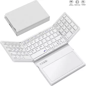 Кожаная Складная беспроводная клавиатура с тремя BT-соединениями и большой сенсорной панелью, полноразмерная аккумуляторная беспроводная Бесшумная клавиатура с 80 клавишами