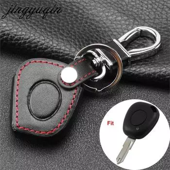 Кожаный чехол jingyuqin с 1 кнопкой, подходит для Renault Megane Clio Scenic 1 BN, чехол для ИК-пульта дистанционного управления, держатель для брелока