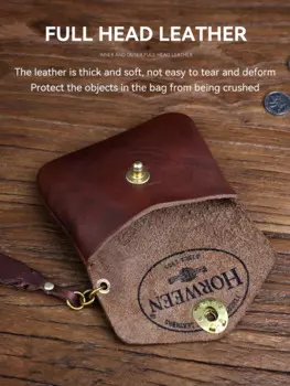 Кожаный кошелек для мелочи Horween US Chromexcel, винтажный утолщенный кошелек из натуральной кожи, компактный кошелек для карт