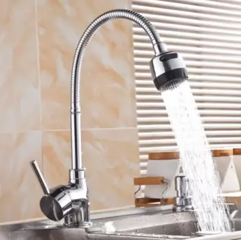 Кран для горячей и холодной воды с одной ручкой, кухонный поворотный кран для раковины, смеситель для раковины, латунный смеситель, хромированный кран 50725
