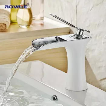 Кран для раковины ванной ROVATE, кран «Водопад», хромированный, одно отверстие, крепление 1 отверстие, кран для уборной раковины
