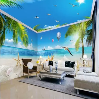 Красивые пляжные обои beibehang с морскими звездами, Кокосовая бумага, 3D фотообои для стен, живописные Настенные обои 3 d, домашний декор