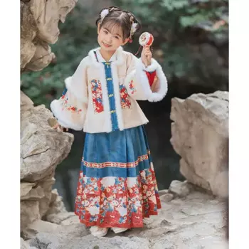 Красное традиционное утолщенное платье Hanfu в китайском стиле с воротником-стойкой, тонкие вышитые пуговицы для платья для девушек