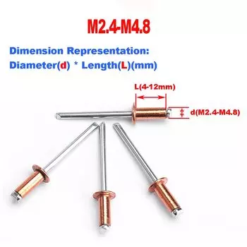 Красные медные поп-заклепки M2.4M3.2 M4M4.8