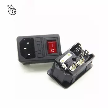 Красный пластиковый кулисный выключатель с предохранителем IEC 320 C14