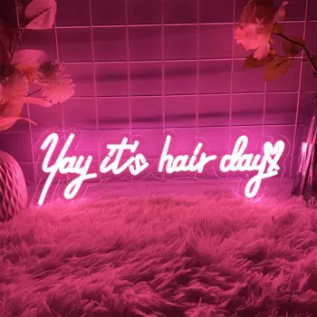 Красота волос неоновая вывеска искусство настенный Декор комната Yay It's Hair Day светодиодный неоновые огни домашние волосы красота магазин декоративные вывески