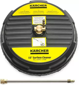 Krcher 15-дюймовый очиститель поверхности для мойки высокого давления 3200 фунтов на квадратный дюйм — быстроразъемное соединение 1/4 — 2 вращающиеся насадки и удлинительная насадка