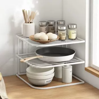 Креативная современная кухонная полка для пола, многослойная полка для горшка, бытовые кухонные принадлежности, полый столешница, железная угловая полка для хранения