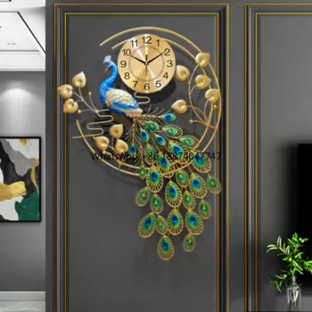Креативные металлические настенные часы в современном стиле, настенные часы в форме павлина, настенные часы, бесшумные часы