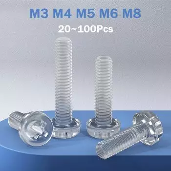 Крестовые винты из нейлона прозрачные M3 M4 M5 M6 M8