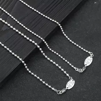 Круглая цепочка из чистого серебра S925, цепочка из бисера Будды, модная мужская и женская цепочка на ключицу, цепочка на шею, голая цепочка