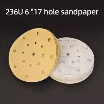 Круглая наждачная бумага 3M236U, 6 дюймов, 150 мм, 17 отверстий, шлифовальный станок, зернистость 6 дюймов, абразивный диск для сухой наждачной бумаги