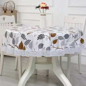 Круглая скатерть из ПВХ, цветочный узор, 150/180 см