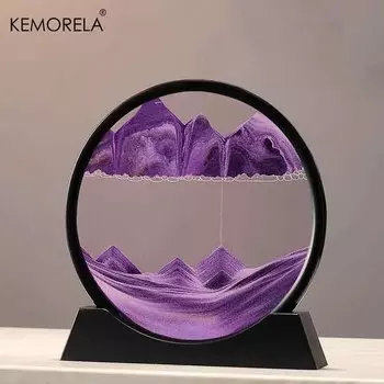 Круглая стеклянная картина с движущимся песком