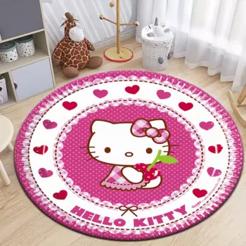Круглый ковер Hellokitty для гостиной, коврики для кемпинга и пикника, противоскользящий ковер, коврик для йоги, подарки, ковры для гостиной