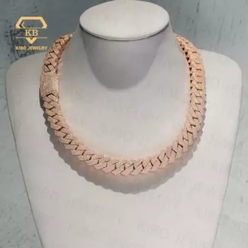 Кубинская цепочка из серебра 925 пробы, с муассанитом