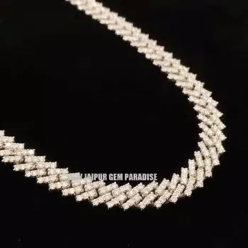 Кубинская цепочка Майами с муассанитом, 8 мм, из серебра 925 пробы