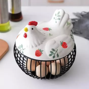 Кухонная керамическая корзина для хранения куриных яиц, декоративные аксессуары, керамическая железная корзина для яиц, корзина для фруктов, бытовая всякая сушка