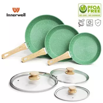 Кухонная сковорода с крышкой, 3 шт./комплект, антипригарная кухонная утварь, омлет, стейк, сковорода для гурманов, кухонные горшки для жарки, подходит для всех печей