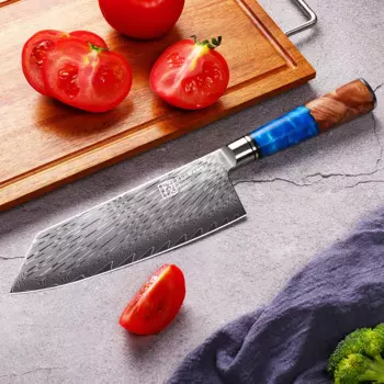 Кухонный нож KEEMAKE, резак из дамасской стали в японском стиле, слайсер Gyuto, голубая ручка из смолы, резка мясника