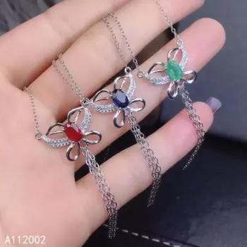 Кулон женский из серебра изумрудные рубиновые сапфировые пробы, 925 пробы