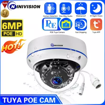 Купольная IP-камера Tuya с управлением через приложение, наружная Взрывозащищенная, 6 МП, безопасность, умный дом, обнаружение движения, металлический корпус