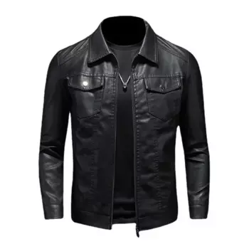 Куртка мужская демисезонная из ПУ кожи, 5XL