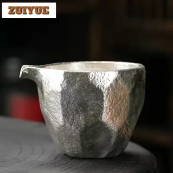 Кувшин для чая ручной работы из серебра 240 пробы, 999 мл