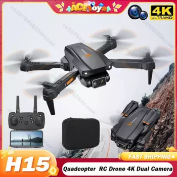 Квадрокоптер H15 RC 4K складной с двойной камерой и оптическим потоком