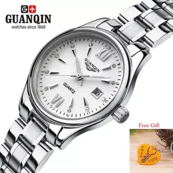 Кварцевые часы Для женщин GUANQIN GQ80019-1A Для женщин часы Нержавеющая сталь Дата светящиеся водостойкие женские белые наручные часы для Для женщин