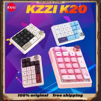 Kzzi K20 индивидуальная мини-беспроводная механическая клавиатура, трехрежимная клавиатура, колпачки для клавиш из ПБТ, прокладка, аксессуар для игрового офисного компьютера, подарок