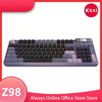 Kzzi Z98 смарт-клавиатура с 94 клавишами, механическая клавиатура с Rgb-рукояткой, игровая клавиатура с прокладкой для ПК, ПК, мужские подарки для компьютера