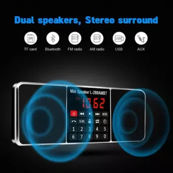 L-288 AM FM Bluetooth-радиоприемник Цифровой портативный динамик Стерео MP3-плеер с кнопкой блокировки вызова TF USB AUX громкой связи