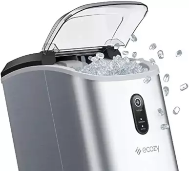 Льдогенератор для гранул Ecozy Nugget, кубики для гранул столешницы, ежедневный выход 33 фунта, корпус из нержавеющей стали, самоочищающийся