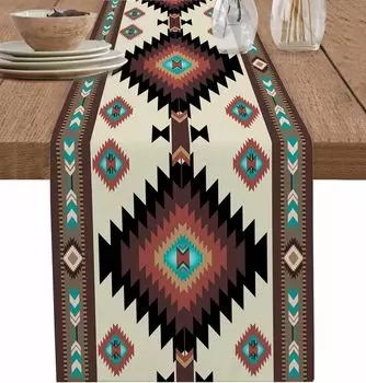 Льняная скатерть-дорожка Western Geometric Abstract 150x33 см