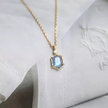 LAMOON 925 серебро, винтажная Подвеска из лунного камня для женщин, таинственное озеро, синтетический сапфир, 14 к, позолоченные ювелирные изделия NI133