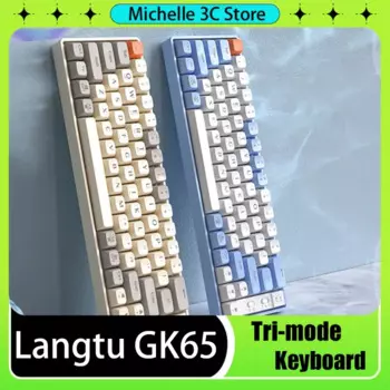 Langtu GK65 трехрежимная механическая клавиатура 65 клавиш 65 раскладка Золотая оси/серебряная оси Горячая замена светильник прокладка структура E-sports Office