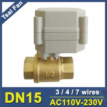 Латунный электрический шаровой кран DN15, полнопортовый переменный ток 110-230 В, обратная связь сигнала BSP/NPT 1/2 дюйма, 2-ходовой автоматизированный клапан для очистки воды