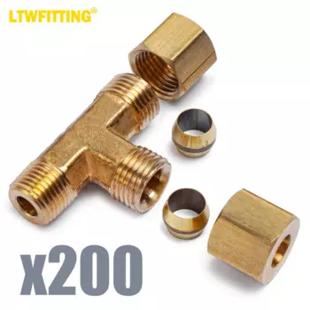 Латунный фитинг LTWFITTING с наружным диаметром 1/4 дюйма и наружным диаметром 1/4 дюйма, наружный и наружный диаметр 1/8 дюйма, Мужской NPT Компрессионный фитинг (комплект из 200 штук)