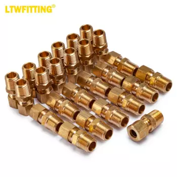 Латунный фитинг LTWFITTING с наружным диаметром 5/16 дюйма и наружным диаметром 1/4 дюйма, мужской Компрессионный фитинг NPT (комплект из 25 шт.)